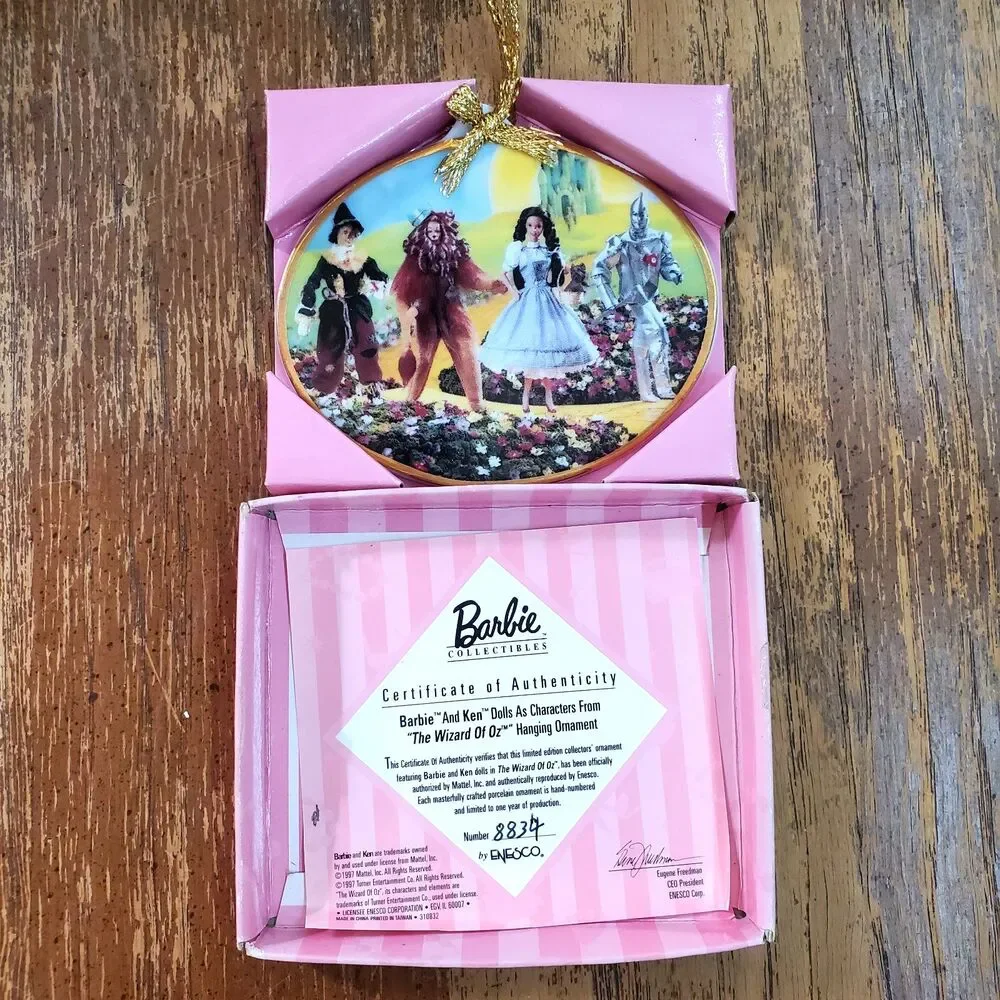 1997 Enesco Barbie Wizard of Oz Ceramic Hanging Ornament Limited Edition COA NIB